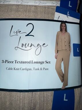 Live 2 Lounge 3-Piece Cable Knit Lounge Set - Beige